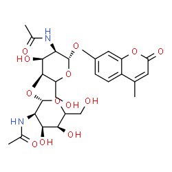 ChemSpider 2D Image | 4-Methyl-2-oxo-2H-chromen-7-yl (5xi)-2-acetamido-4-O-[(5xi)-2-acetamido-2-deoxy-beta-D-ribo-hexopyranosyl]-2-deoxy-beta-D-ribo-hexopyranoside | C26H34N2O13