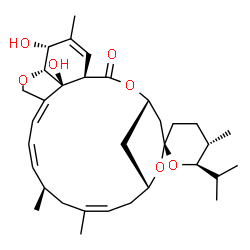 ChemSpider 2D Image | (1'R,2R,4'S,5S,6R,8'R,10'Z,13'R,14'Z,16'Z,20'R,21'R,24'S)-21',24'-Dihydroxy-6-isopropyl-5,11',13',22'-tetramethyl-3,4,5,6-tetrahydro-2'H-spiro[pyran-2,6'-[3,7,19]trioxatetracyclo[15.6.1.1~4,8~.0~20,24
~]pentacosa[10,14,16,22]tetraen]-2'-one | C33H48O7