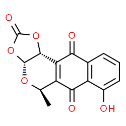 ChemSpider 2D Image | (3aR,5R,11bR)-7-Hydroxy-5-methyl-5,11b-dihydro-3aH-benzo[g][1,3]dioxolo[4,5-c]isochromene-2,6,11-trione | C15H10O7