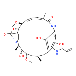 ChemSpider 2D Image | (4Z,6Z,8S,9S,10Z,12S,13R,14S,16R)-19-(Allylamino)-13,20,22-trihydroxy-8,14-dimethoxy-4,10,12,16-tetramethyl-3-oxo-2-azabicyclo[16.3.1]docosa-1(22),4,6,10,18,20-hexaen-9-yl carbamate | C31H45N3O8