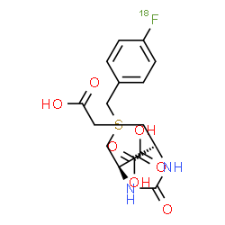 ChemSpider 2D Image | N-{[(1R)-1-Carboxy-2-{[4-(~18~F)fluorobenzyl]sulfanyl}ethyl]carbamoyl}-L-glutamic acid | C16H1918FN2O7S