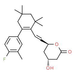 ChemSpider 2D Image | (4R,6S)-6-{2-[2-(4-Fluoro-3-methylphenyl)-4,4,6,6-tetramethyl-1-cyclohexen-1-yl]vinyl}-4-hydroxytetrahydro-2H-pyran-2-one | C24H31FO3