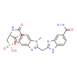 ChemSpider 2D Image | N-({2-[(5-Carbamoyl-1H-benzimidazol-2-yl)methyl]-1-methyl-1H-benzimidazol-6-yl}carbonyl)-3-phosphono-L-alanine | C21H21N6O7P