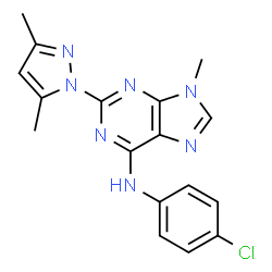 ChemSpider 2D Image | N-(4-chlorophenyl)-2-(3,5-dimethylpyrazol-1-yl)-9-methylpurin-6-amine | C17H16ClN7