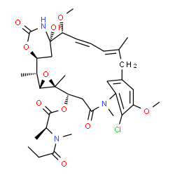 ChemSpider 2D Image | (1S,2R,3S,5S,6S,16E,20R,21S)-11-Chloro-21-hydroxy-12,20-dimethoxy-2,5,9,16-tetramethyl-8,23-dioxo-4,24-dioxa-9,22-diazatetracyclo[19.3.1.1~10,14~.0~3,5~]hexacosa-10(26),11,13,16,18-pentaen-6-yl (2S)-2
-[methyl(propionyl)amino]propanoate | C35H48ClN3O10