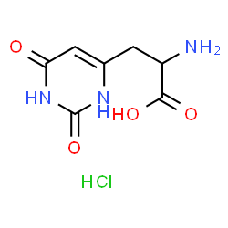 ChemSpider 2D Image | 3-(2,6-Dioxo-1,2,3,6-tetrahydro-4-pyrimidinyl)alanine hydrochloride (1:1) | C7H10ClN3O4
