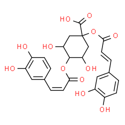 ChemSpider 2D Image | 1-{[(2E)-3-(3,4-Dihydroxyphenyl)-2-propenoyl]oxy}-4-{[(2Z)-3-(3,4-dihydroxyphenyl)-2-propenoyl]oxy}-3,5-dihydroxycyclohexanecarboxylic acid | C25H24O12