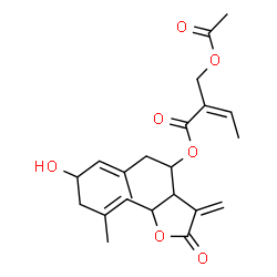 ChemSpider 2D Image | (6E,10E)-8-Hydroxy-6,10-dimethyl-3-methylene-2-oxo-2,3,3a,4,5,8,9,11a-octahydrocyclodeca[b]furan-4-yl (2Z)-2-(acetoxymethyl)-2-butenoate | C22H28O7