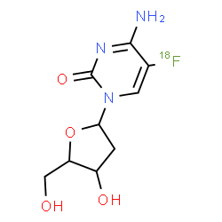 ChemSpider 2D Image | 4-Amino-1-(2-deoxypentofuranosyl)-5-(~18~F)fluoro-2(1H)-pyrimidinone | C9H1218FN3O4