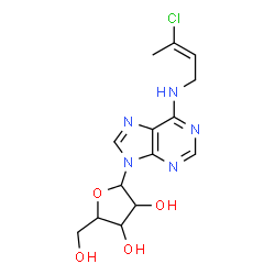 ChemSpider 2D Image | N-[(2E)-3-Chloro-2-buten-1-yl]-9-pentofuranosyl-9H-purin-6-amine | C14H18ClN5O4