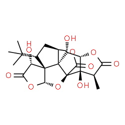 ChemSpider 2D Image | (1R,3R,6R,7S,8S,10R,11R,13S,16S,17R)-6,12,17-Trihydroxy-16-methyl-8-(2-methyl-2-propanyl)-2,4,14,19-tetraoxahexacyclo[8.7.2.0~1,11~.0~3,7~.0~7,11~.0~13,17~]nonadecane-5,15,18-trione | C20H24O10