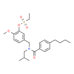 ChemSpider 2D Image | 5-{[(4-Butylbenzoyl)(isobutyl)amino]methyl}-2-methoxyphenyl ethanesulfonate | C25H35NO5S