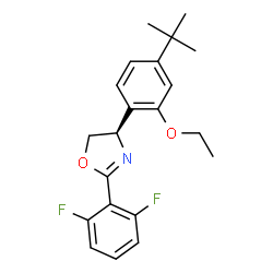 ChemSpider 2D Image | (4R)-2-(2,6-Difluorophenyl)-4-[2-ethoxy-4-(2-methyl-2-propanyl)phenyl]-4,5-dihydro-1,3-oxazole | C21H23F2NO2