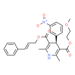 ChemSpider 2D Image | 2-Methoxyethyl (2E)-3-phenyl-2-propen-1-yl (4R)-2,6-dimethyl-4-(3-nitrophenyl)-1,4-dihydro-3,5-pyridinedicarboxylate | C27H28N2O7