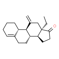 ChemSpider 2D Image | (8S,9S,10R,13R,14S)-13-Ethyl-11-methylene-1,2,3,6,7,8,9,10,11,12,13,14,15,16-tetradecahydro-17H-cyclopenta[a]phenanthren-17-one | C20H28O