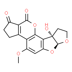 ChemSpider 2D Image | (6aS,9aS)-9a-Hydroxy-4-methoxy-2,3,6a,8,9,9a-hexahydrocyclopenta[c]furo[3',2':4,5]furo[2,3-h]chromene-1,11-dione | C17H14O7