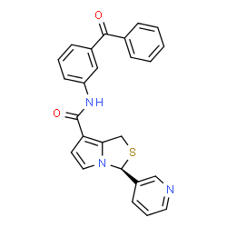 ChemSpider 2D Image | (3S)-N-(3-Benzoylphenyl)-3-(3-pyridinyl)-1H-pyrrolo[1,2-c][1,3]thiazole-7-carboxamide | C25H19N3O2S