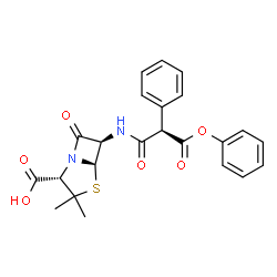 ChemSpider 2D Image | (2S,5R,6R)-3,3-Dimethyl-7-oxo-6-{[(2R)-3-oxo-3-phenoxy-2-phenylpropanoyl]amino}-4-thia-1-azabicyclo[3.2.0]heptane-2-carboxylic acid | C23H22N2O6S