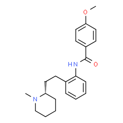ChemSpider 2D Image | 4-Methoxy-N-(2-{2-[(2S)-1-methyl-2-piperidinyl]ethyl}phenyl)benzamide | C22H28N2O2