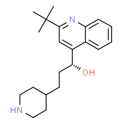 ChemSpider 2D Image | (1R)-1-[2-(2-Methyl-2-propanyl)-4-quinolinyl]-3-(4-piperidinyl)-1-propanol | C21H30N2O