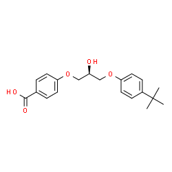 ChemSpider 2D Image | 4-{(2S)-2-Hydroxy-3-[4-(2-methyl-2-propanyl)phenoxy]propoxy}benzoic acid | C20H24O5