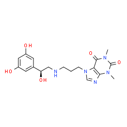 ChemSpider 2D Image | 7-(3-{[(2S)-2-(3,5-Dihydroxyphenyl)-2-hydroxyethyl]amino}propyl)-1,3-dimethyl-3,7-dihydro-1H-purine-2,6-dione | C18H23N5O5