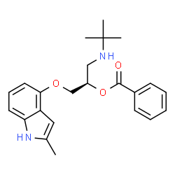 ChemSpider 2D Image | (2R)-1-[(2-Methyl-1H-indol-4-yl)oxy]-3-[(2-methyl-2-propanyl)amino]-2-propanyl benzoate | C23H28N2O3