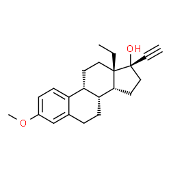 ChemSpider 2D Image | (8R,9R,13S,14R,17S)-13-Ethyl-17-ethynyl-3-methoxy-7,8,9,11,12,13,14,15,16,17-decahydro-6H-cyclopenta[a]phenanthren-17-ol | C22H28O2