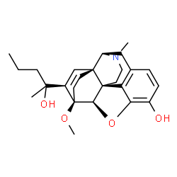 ChemSpider 2D Image | (5alpha,6beta,14beta,18R)-18-(2-Hydroxy-2-pentanyl)-6-methoxy-17-methyl-7,8-didehydro-18,19-dihydro-4,5-epoxy-6,14-ethenomorphinan-3-ol | C25H33NO4