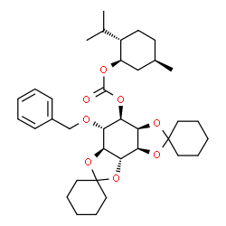 ChemSpider 2D Image | (3a'S,4'R,5'S,5a'S,8a'R,8b'S)-5'-(Benzyloxy)hexahydrodispiro[cyclohexane-1,2'-[1,3]dioxolo[4,5-e][1,3]benzodioxole-7',1''-cyclohexan]-4'-yl (1R,2S,5R)-2-isopropyl-5-methylcyclohexyl carbonate | C36H52O8