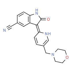 ChemSpider 2D Image | (3Z)-3-[5-(4-Morpholinylmethyl)-2(1H)-pyridinylidene]-2-oxo-5-indolinecarbonitrile | C19H18N4O2