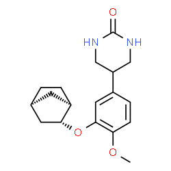 ChemSpider 2D Image | 5-[3-[(1R,2R,4S)-Bicyclo[2.2.1]hept-2-yloxy]-4-methoxyphenyl]tetrahydro-2(1H)-pyrimidinone | C18H24N2O3