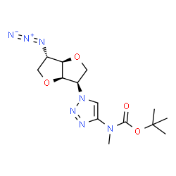 ChemSpider 2D Image | 1,4:3,6-Dianhydro-2-azido-2,5-dideoxy-5-[4-(methyl{[(2-methyl-2-propanyl)oxy]carbonyl}amino)-1H-1,2,3-triazol-1-yl]-D-glucitol | C14H21N7O4