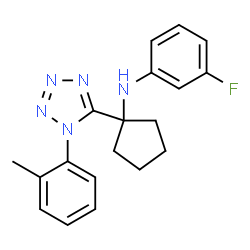 ChemSpider 2D Image | 3-Fluoro-N-{1-[1-(2-methylphenyl)-1H-tetrazol-5-yl]cyclopentyl}aniline | C19H20FN5