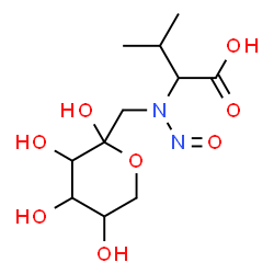 ChemSpider 2D Image | 1-[(1-Carboxy-2-methylpropyl)(nitroso)amino]-1-deoxyhex-2-ulopyranose | C11H20N2O8