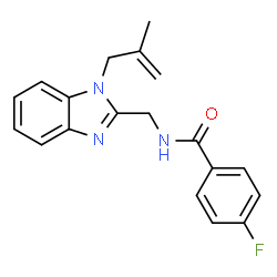 ChemSpider 2D Image | 4-Fluoro-N-{[1-(2-methyl-2-propen-1-yl)-1H-benzimidazol-2-yl]methyl}benzamide | C19H18FN3O