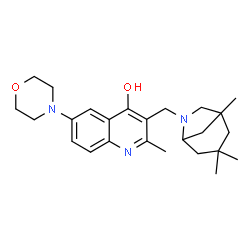 ChemSpider 2D Image | 2-Methyl-6-(4-morpholinyl)-3-[(1,3,3-trimethyl-6-azabicyclo[3.2.1]oct-6-yl)methyl]-4-quinolinol | C25H35N3O2