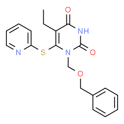 ChemSpider 2D Image | 1-[(Benzyloxy)methyl]-5-ethyl-6-(2-pyridinylsulfanyl)-2,4(1H,3H)-pyrimidinedione | C19H19N3O3S