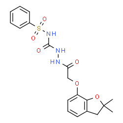 ChemSpider 2D Image | 2-{[(2,2-Dimethyl-2,3-dihydro-1-benzofuran-7-yl)oxy]acetyl}-N-(phenylsulfonyl)hydrazinecarboxamide | C19H21N3O6S