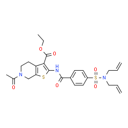 ChemSpider 2D Image | Ethyl 6-acetyl-2-{[4-(diallylsulfamoyl)benzoyl]amino}-4,5,6,7-tetrahydrothieno[2,3-c]pyridine-3-carboxylate | C25H29N3O6S2
