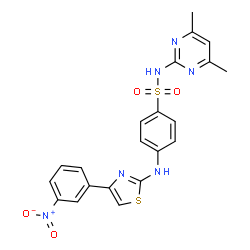 ChemSpider 2D Image | N-(4,6-Dimethyl-2-pyrimidinyl)-4-{[4-(3-nitrophenyl)-1,3-thiazol-2-yl]amino}benzenesulfonamide | C21H18N6O4S2