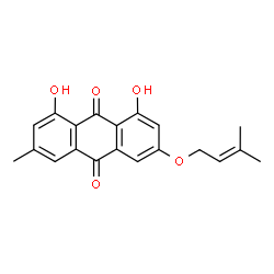 ChemSpider 2D Image | 1,8-Dihydroxy-3-methyl-6-((3-methyl-2-butenyl)oxy)anthra-9,10-quinone | C20H18O5