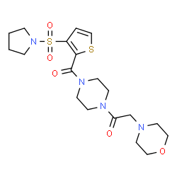 ChemSpider 2D Image | 2-(4-Morpholinyl)-1-(4-{[3-(1-pyrrolidinylsulfonyl)-2-thienyl]carbonyl}-1-piperazinyl)ethanone | C19H28N4O5S2