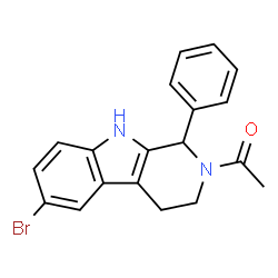 ChemSpider 2D Image | 1-(6-Bromo-1-phenyl-1,3,4,9-tetrahydro-2H-beta-carbolin-2-yl)ethanone | C19H17BrN2O