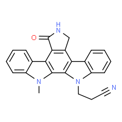 ChemSpider 2D Image | 12-(2-Cyanoethyl)-6,7,12,13-tetrahydro-13-methyl-5-oxo-5H-indolo[2,3-a]pyrrolo[3,4-c]carbazole | C24H18N4O