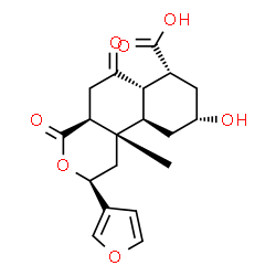 ChemSpider 2D Image | (2S,4aS,6aS,7R,9R,10aR,10bS)-2-(3-Furyl)-9-hydroxy-10b-methyl-4,6-dioxododecahydro-2H-benzo[f]isochromene-7-carboxylic acid | C19H22O7