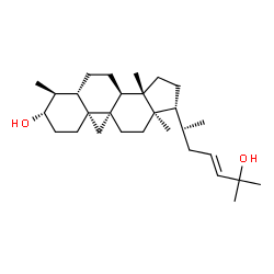 ChemSpider 2D Image | (3beta,4alpha,5alpha,9beta,23E)-4,14-Dimethyl-9,19-cyclocholest-23-ene-3,25-diol | C29H48O2
