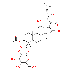ChemSpider 2D Image | 1-O-(3-Acetoxy-12,16,30-trihydroxy-21,23,28-trioxolanosta-7,24-dien-28-yl)hexopyranose | C38H56O14