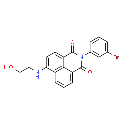 ChemSpider 2D Image | 2-(3-Bromophenyl)-6-[(2-hydroxyethyl)amino]-1H-benzo[de]isoquinoline-1,3(2H)-dione | C20H15BrN2O3