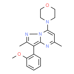 ChemSpider 2D Image | 3-(2-Methoxyphenyl)-2,5-dimethyl-7-(4-morpholinyl)pyrazolo[1,5-a]pyrimidine | C19H22N4O2
